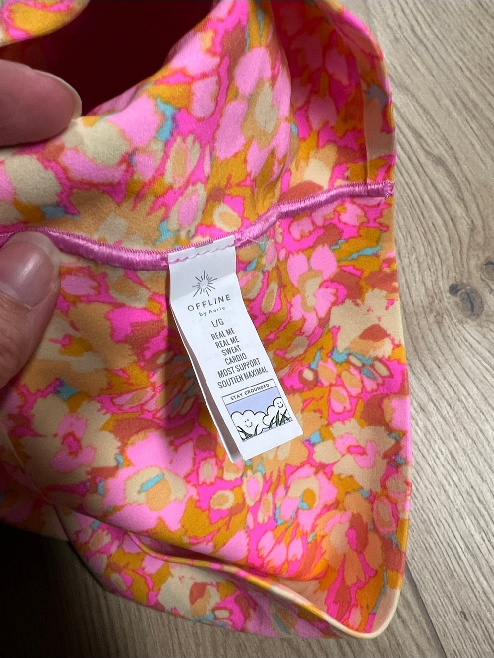 aerie Floral Strappy longline Bralette in Pink, Orange, Yellow - Picture 6 of 6